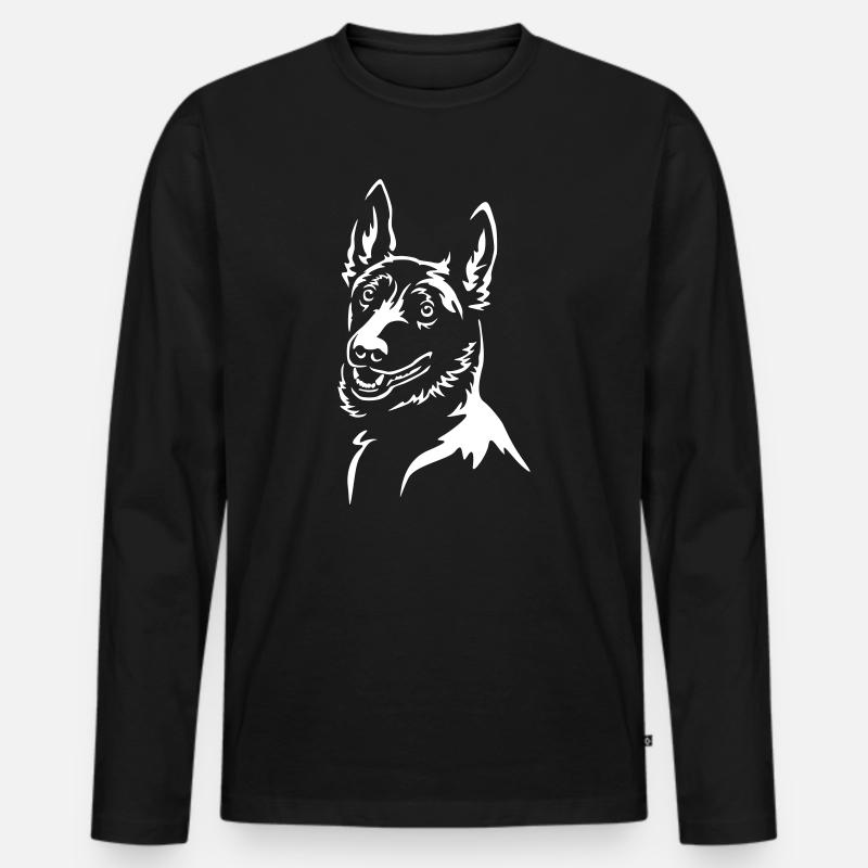 Malinois Kopf "Black Edition" - Männer Premium Bio Langarmshirt - Schwarz