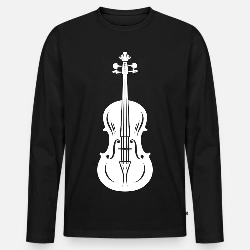 Geige Zeichnung - Männer Premium Bio Langarmshirt - Schwarz