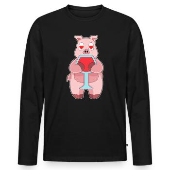 Pork Red Wine - Men's Premium Organic Long Sleeve Shirt - black - Front - Nico (187cm)