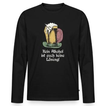 funny beer saying - Men's Premium Organic Long Sleeve Shirt - black - Front - Nico (187cm)