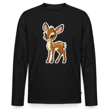 roe deer - Men's Premium Organic Long Sleeve Shirt - black - Front - Nico (187cm)