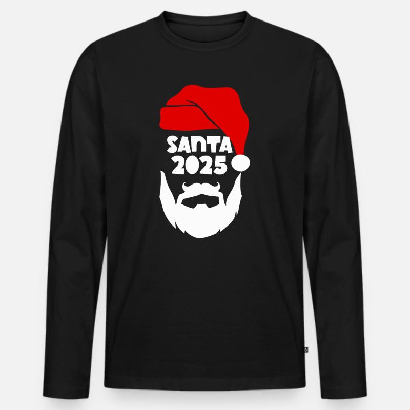 Santa 2025 Silhouette Tee - Männer Premium Bio Langarmshirt - Schwarz