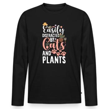 Cadeaux pour les jardins et les amoureux des plantes - T-shirt manches longues Premium bio Homme - noir - Devant - Nico (187cm)