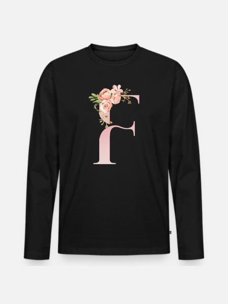 Romantic pastel floral F - Men's Premium Organic Long Sleeve Shirt - black