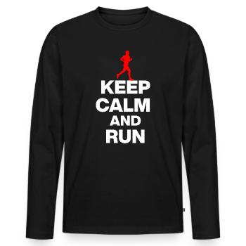 RESTE CALME ET COURS ! POUR LES JOGGEURS ET LES MARATHONIENS w - T-shirt manches longues Premium bio Homme - noir - Devant - Nico (187cm)