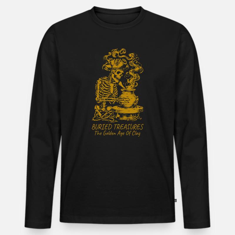 Goldene Tonskelettschätze - Männer Premium Bio Langarmshirt - Schwarz
