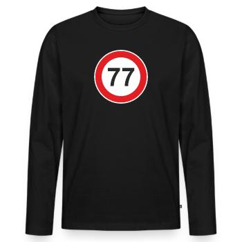 77. Surprise du cadeau de soixante-dix-sept ans - T-shirt manches longues Premium bio Homme - noir - Devant - Nico (187cm)