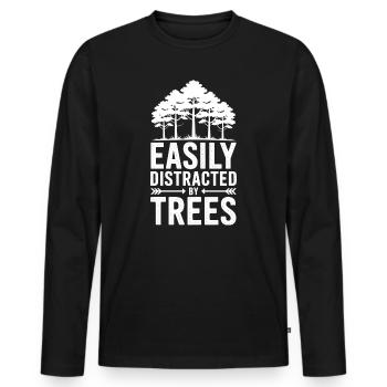 Arbres, Arbres, Arbres, Drôles d’Arbres, Cadeau - T-shirt manches longues Premium bio Homme - noir - Devant - Nico (187cm)