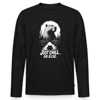 Just Chill Or Else Capybara - Männer Premium Bio Langarmshirt - Schwarz - Vorne - Nico (187cm)