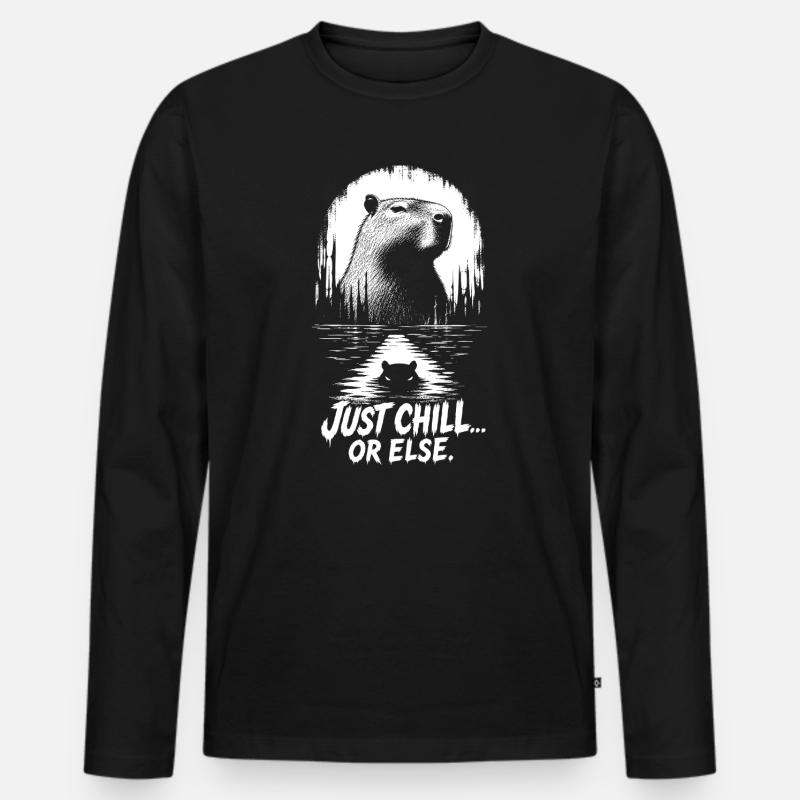Just Chill Or Else Capybara - Männer Premium Bio Langarmshirt - Schwarz