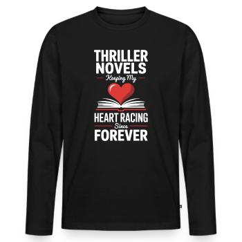 Psychological Thriller Crime Reader Bookworm - Men's Premium Organic Long Sleeve Shirt - black - Front - Nico (187cm)