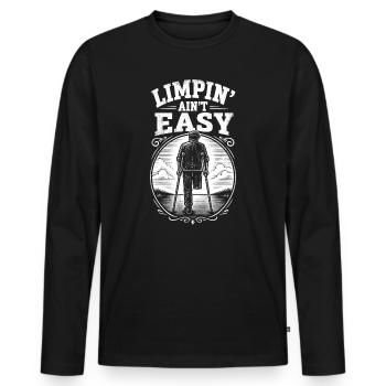 Boiter n’est pas facile – Drôle d’amputation de jambe - T-shirt manches longues Premium bio Homme - noir - Devant - Nico (187cm)
