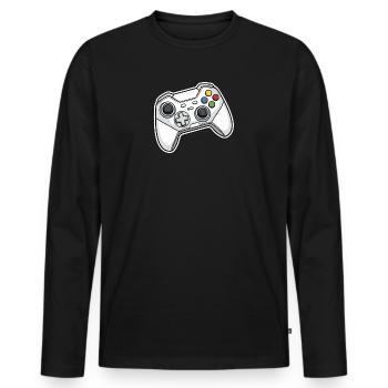 Illustration de manette rétro - T-shirt manches longues Premium bio Homme - noir - Devant - Nico (187cm)