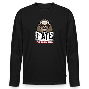Paresse maléfique. Pour les grouches du matin et les lève-tard - T-shirt manches longues Premium bio Homme - noir - Devant - Nico (187cm)