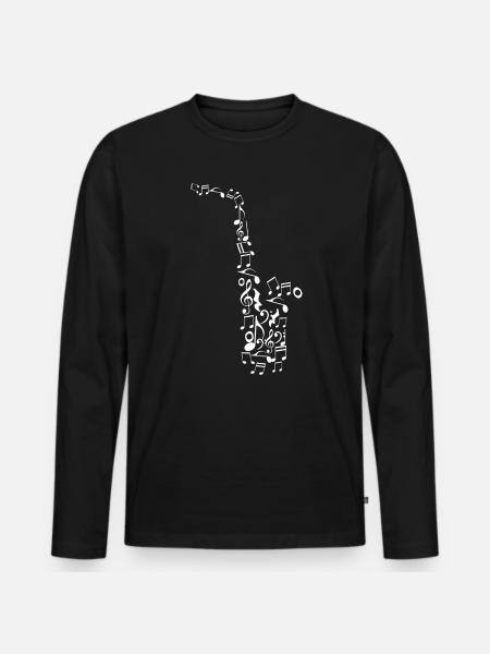 Saxophon Musikinstrument Saxophonist - Männer Premium Bio Langarmshirt - Schwarz
