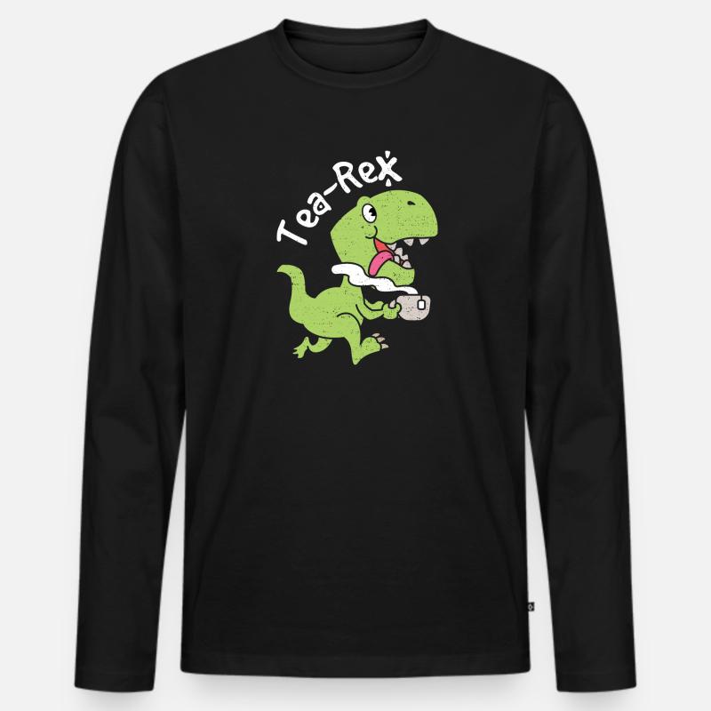 Tea Rex - Tee - Männer Premium Bio Langarmshirt - Schwarz