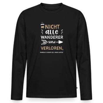 Nicht alle Wanderer sind verlore... - Männer Premium Bio Langarmshirt - Schwarz - Vorne - Nico (187cm)