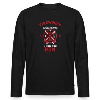 Fireworks Safety Director I Run... - Männer Premium Bio Langarmshirt - Schwarz - Vorne - Nico (187cm)