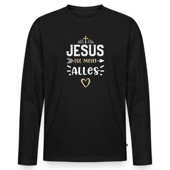 Jésus est mon Tout - Jésus - T-shirt manches longues Premium bio Homme - noir - Devant - Nico (187cm)