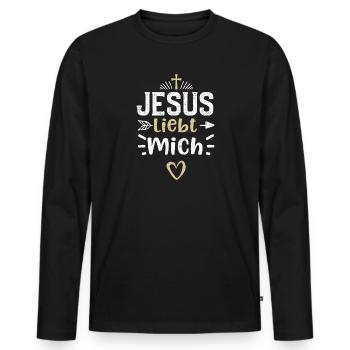 Jesus liebt mich - Jesus - Männer Premium Bio Langarmshirt - Schwarz - Vorne - Nico (187cm)