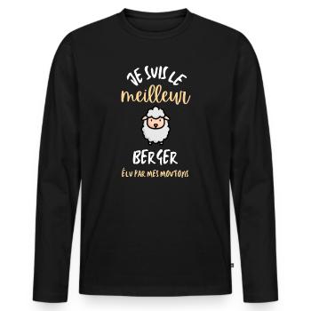 je suis le meilleur berger élu par mes moutons - T-shirt manches longues Premium bio Homme - noir - Devant - Nico (187cm)