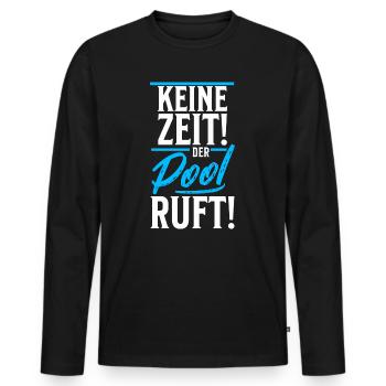 Planschbecken Swimmingpool Pool Schwimmen Geschenk - Männer Premium Bio Langarmshirt - Schwarz - Vorne - Nico (187cm)