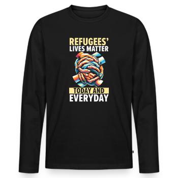 Journée mondiale des réfugiés, Immigrants évacués, - T-shirt manches longues Premium bio Homme - noir - Devant - Nico (187cm)