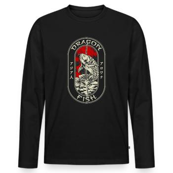 Arowana Japonais Dragon Poisson Monstre Gardien de Poisson - T-shirt manches longues Premium bio Homme - noir - Devant - Nico (187cm)