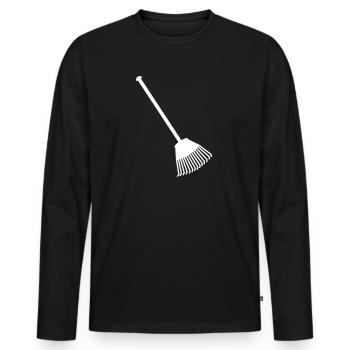 Gardener - rake - Men's Premium Organic Long Sleeve Shirt - black - Front - Nico (187cm)