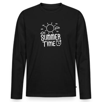 SUMMER TIME WARM BEACH HOLIDAY SUN SAYING MOTIF - Men's Premium Organic Long Sleeve Shirt - black - Front - Nico (187cm)