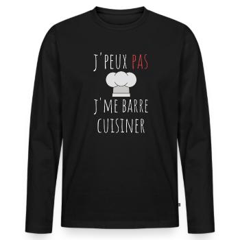 j'peux pas j'me barre cuisiner cadeau anniversaire - T-shirt manches longues Premium bio Homme - noir - Devant - Nico (187cm)