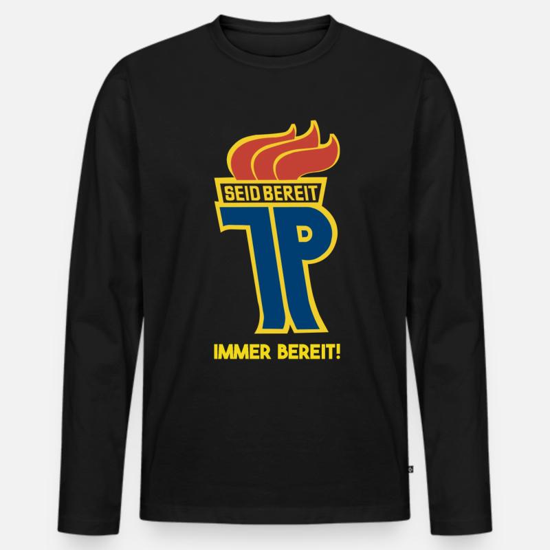 DDR Pionier Ostalgie Geschenkidee - Männer Premium Bio Langarmshirt - Schwarz
