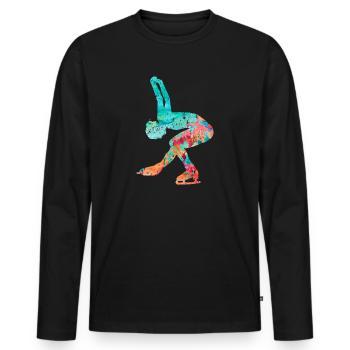 Eiskunstlauf PopArt - Männer Premium Bio Langarmshirt - Schwarz - Vorne - Nico (187cm)