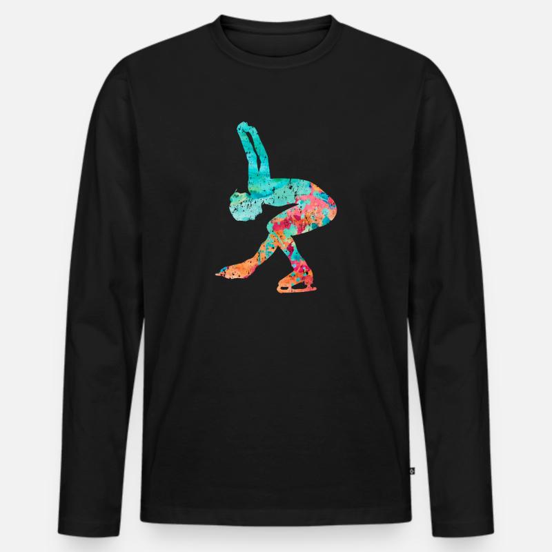 Eiskunstlauf PopArt - Männer Premium Bio Langarmshirt - Schwarz