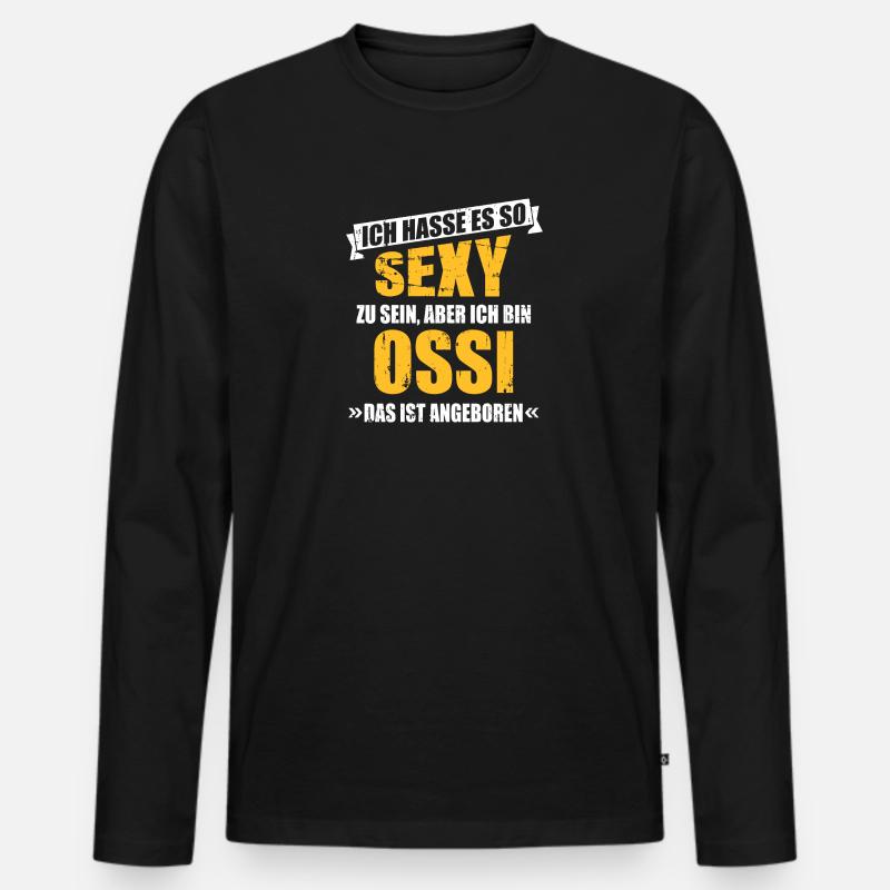 Ossi - Männer Premium Bio Langarmshirt - Schwarz
