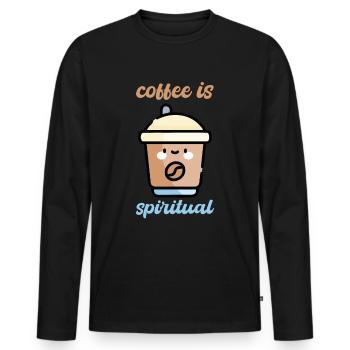 Coffee is Spiritual - Men's Premium Organic Long Sleeve Shirt - black - Front - Nico (187cm)
