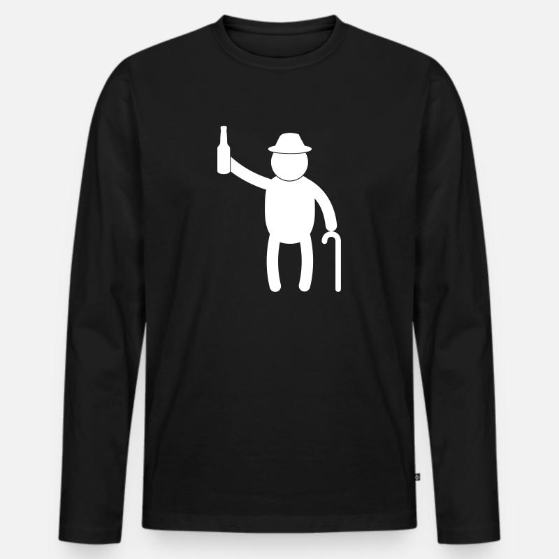 Old man drinking Beer - Männer Premium Bio Langarmshirt - Schwarz