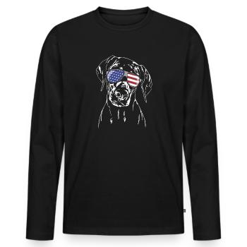 DOBERMAN Amérique Flag Dogs Wilsigns - T-shirt manches longues Premium bio Homme - noir - Devant - Nico (187cm)