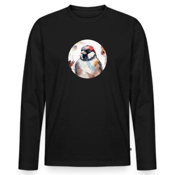 Haussperling - Männer Premium Bio Langarmshirt - Schwarz - Vorne - Nico (187cm)