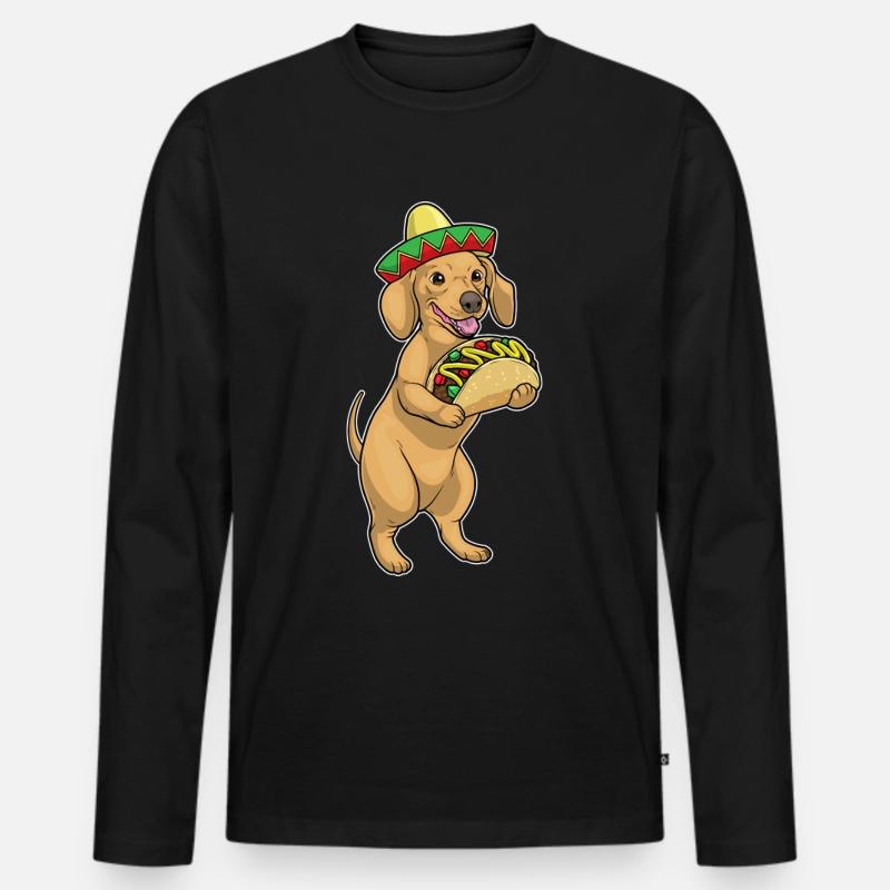 Dackel Taco - Männer Premium Bio Langarmshirt - Schwarz
