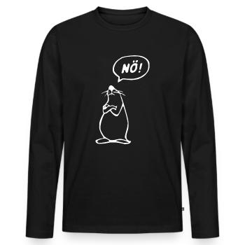 no! T-shirt - Men's Premium Organic Long Sleeve Shirt - black - Front - Nico (187cm)