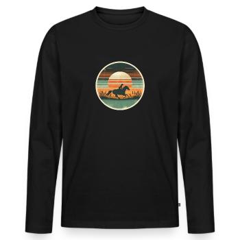 Cowboy - Männer Premium Bio Langarmshirt - Schwarz - Vorne - Nico (187cm)
