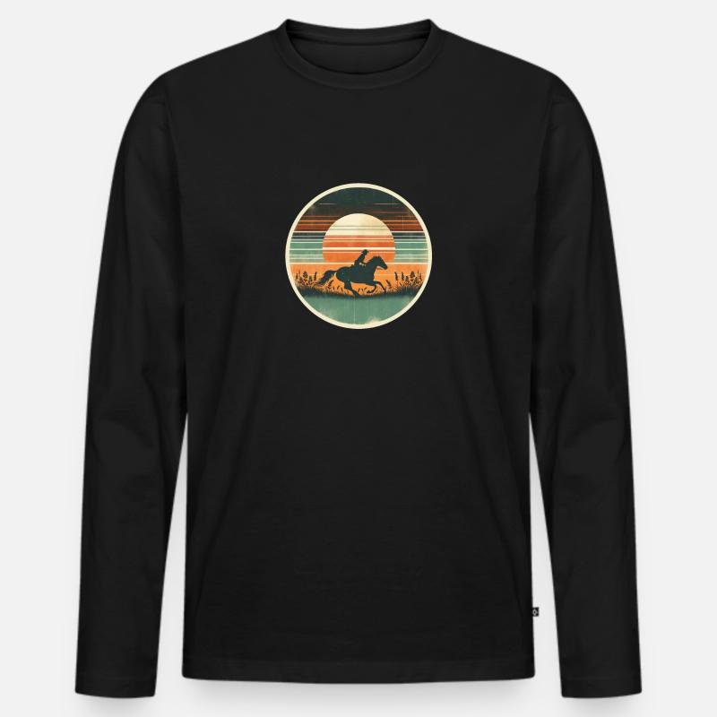 Cowboy - Männer Premium Bio Langarmshirt - Schwarz