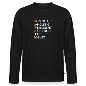 Oliver Name Geschenk - Männer Premium Bio Langarmshirt - Schwarz - Vorne - Nico (187cm)