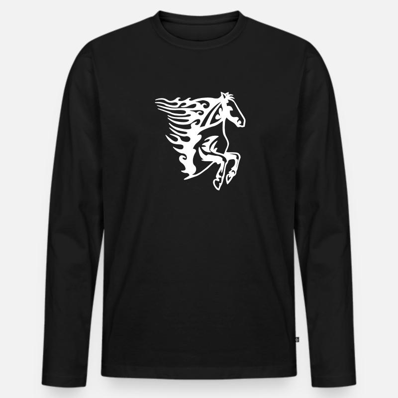 Pferd - Männer Premium Bio Langarmshirt - Schwarz