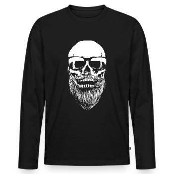 Bart Skull Hipster - Männer Premium Bio Langarmshirt - Schwarz - Vorne - Nico (187cm)