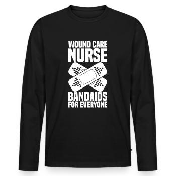 Wound Care Nurse - Men's Premium Organic Long Sleeve Shirt - black - Front - Nico (187cm)