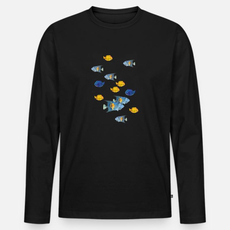 Fischschwarm - Männer Premium Bio Langarmshirt - Schwarz