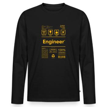 Ingénieur - T-shirt manches longues Premium bio Homme - noir - Devant - Nico (187cm)
