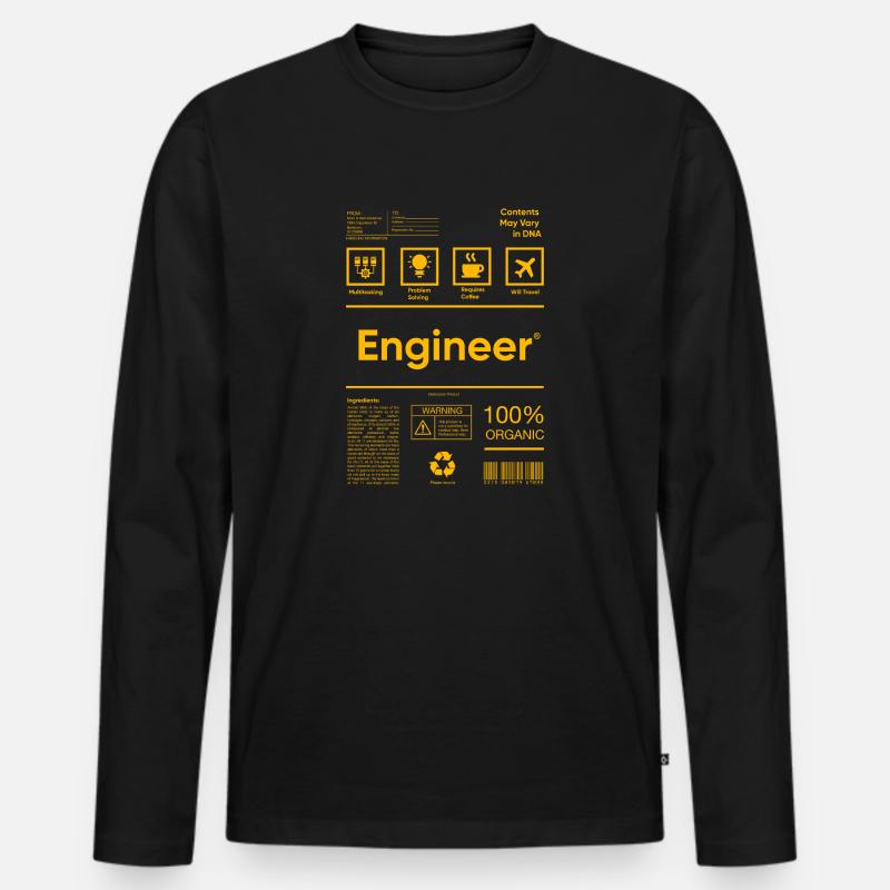 Ingenieur - Männer Premium Bio Langarmshirt - Schwarz